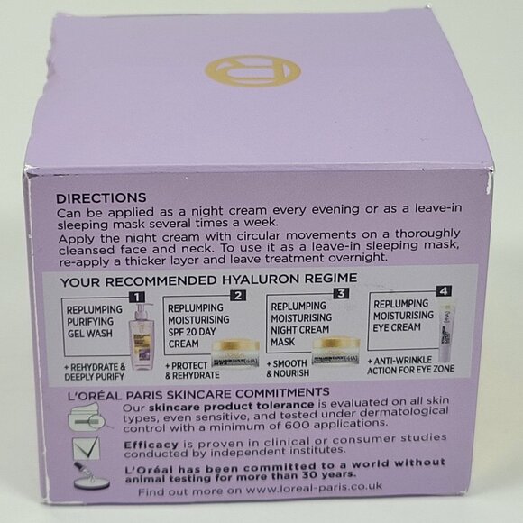 LOreal Paris Hyaluron Expert Replumping Moisturising Night Cream Mask 50ml NIB - Picture 3 of 5